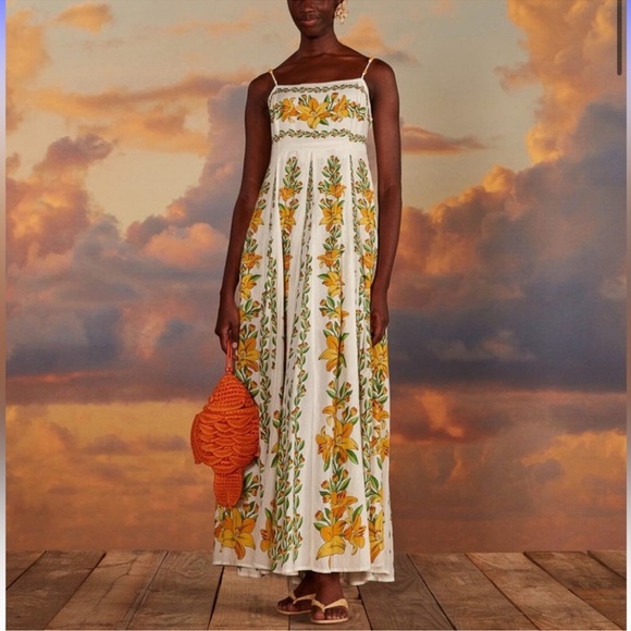 NWOT FARM Rio Off-White Tropical Lightness Floral Sleeveless sundress Maxi sz S - Picture 2 of 14